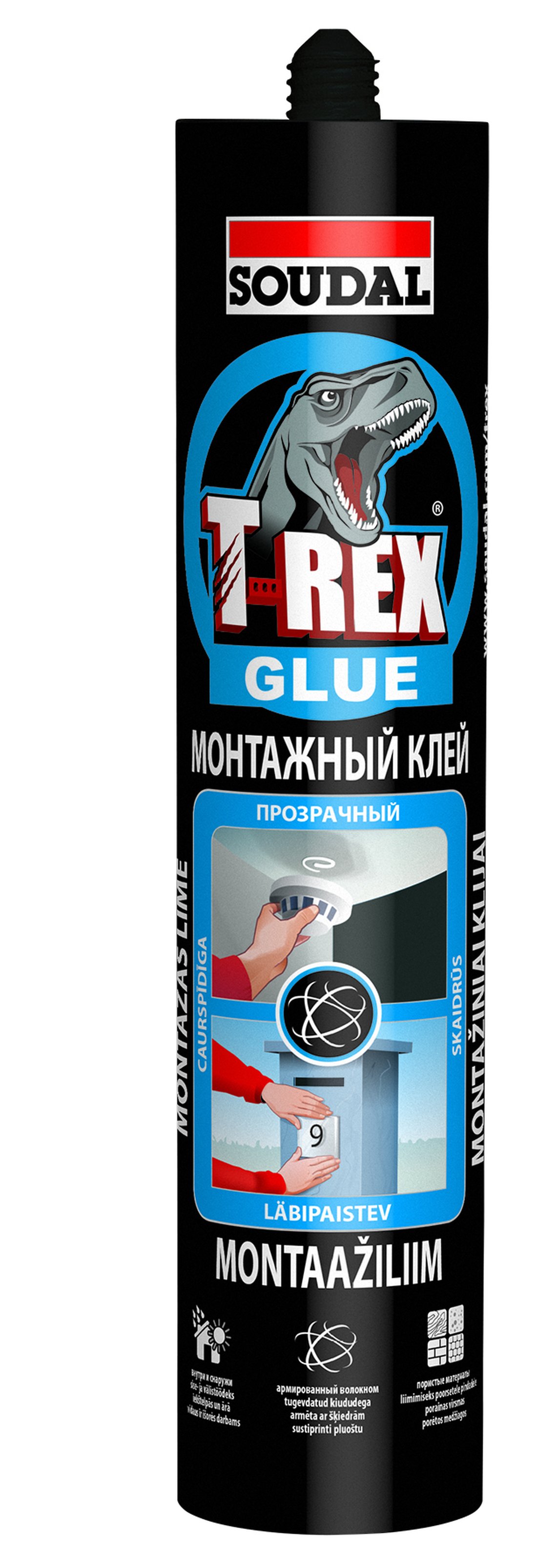 Монтажный клей T-REX прозрачный,  SOUDAL