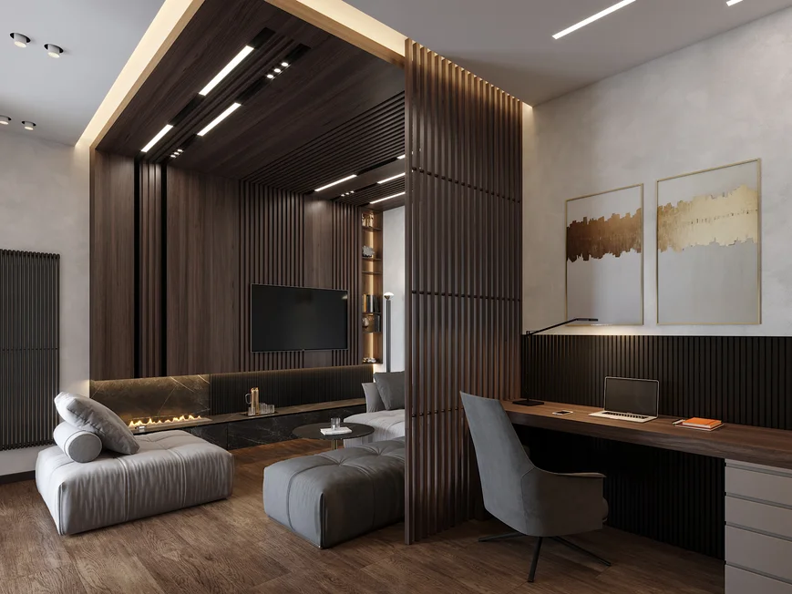 Зона ТВ в гостиной. Проект дизайн-студии Design&Decor